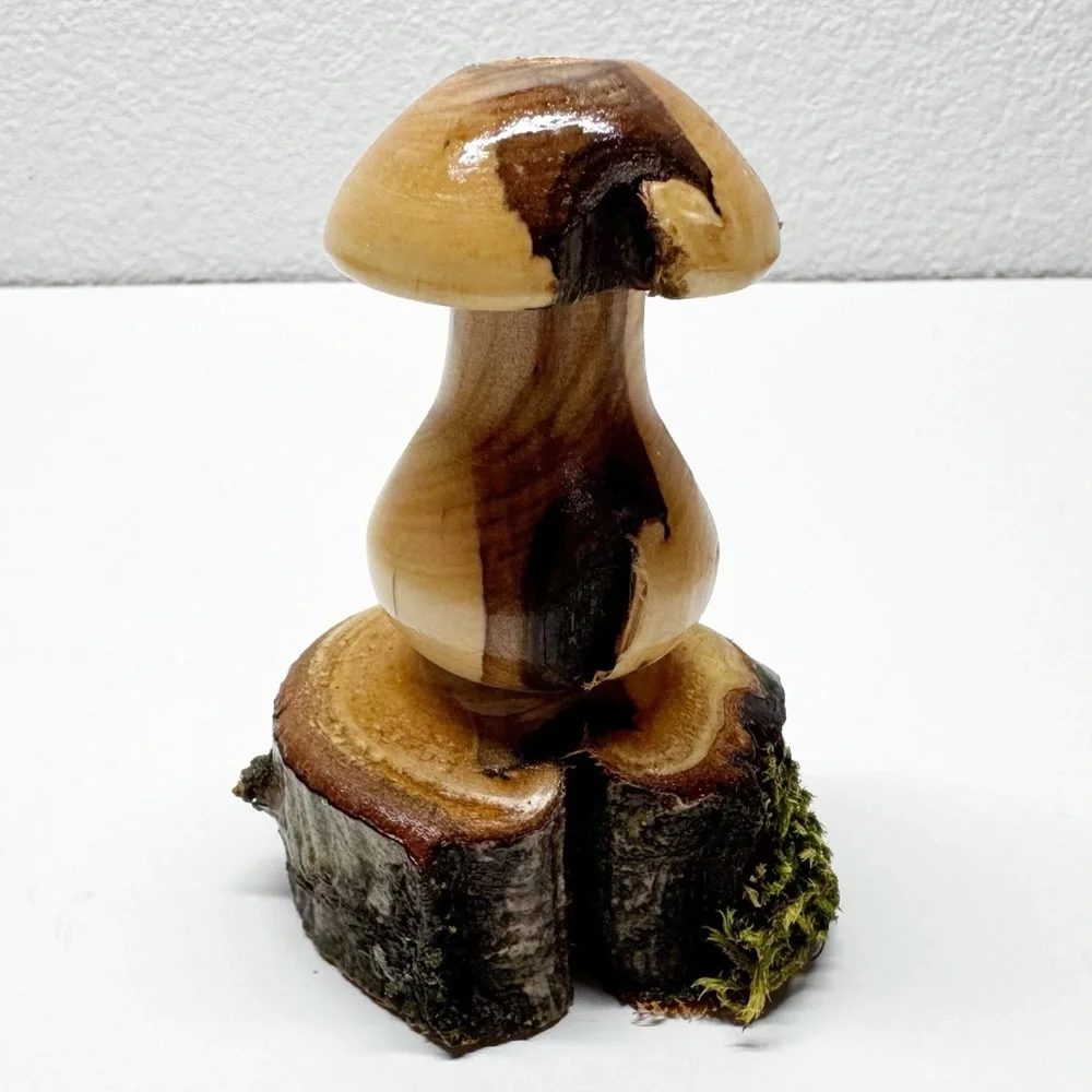 Hand Crafted Wood Mushroom Bud Vase M1